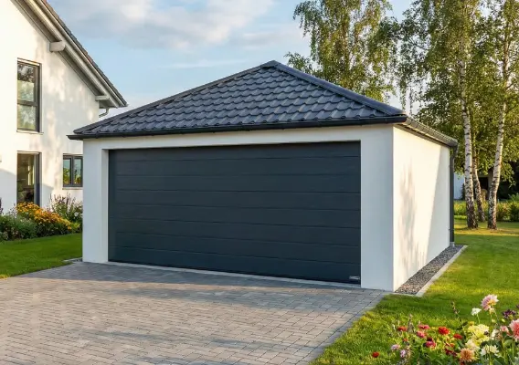 Fertiggarage mit Walmdach