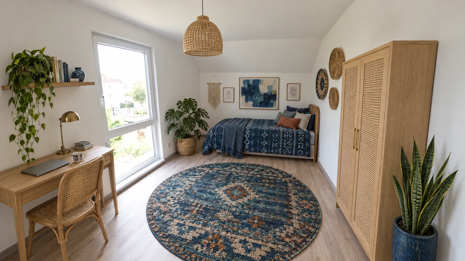 Gemina 120 Zimmer mit Arbeitsplatz und großem Fenster